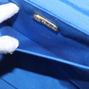 FENDI Macaroni Hand Bag Raffia Blue Gold Auth 215828A-24