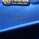 FENDI Macaroni Hand Bag Raffia Blue Gold Auth 215828A-25