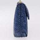 FENDI Macaroni Hand Bag Raffia Blue Gold Auth 215828A-5