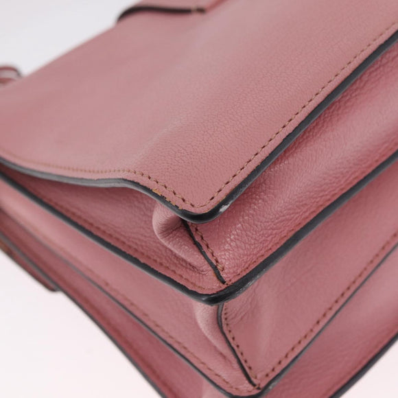 Miu Miu Madras Hand Bag Leather 2way Pink Gold Auth 215832A