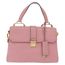 Miu Miu Madras Hand Bag Leather 2way Pink Gold Auth 215832A-2