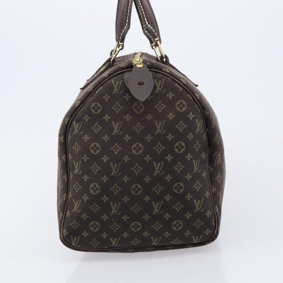 LOUIS VUITTON Monogram Mini Lin Speedy 30 Bag Brown Ebene M95224 LV Auth 215834V