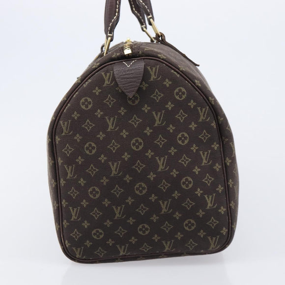 LOUIS VUITTON Monogram Mini Lin Speedy 30 Bag Brown Ebene M95224 LV Auth 215834V