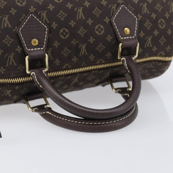 LOUIS VUITTON Monogram Mini Lin Speedy 30 Bag Brown Ebene M95224 LV Auth 215834V