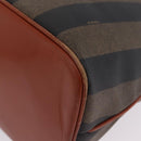 FENDI Pequin Canvas Tote Bag PVC Black Brown Auth 216136-13