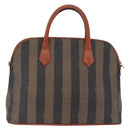 FENDI Pequin Canvas Tote Bag PVC Black Brown Auth 216136-3