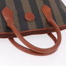 FENDI Pequin Canvas Tote Bag PVC Black Brown Auth 216136-8