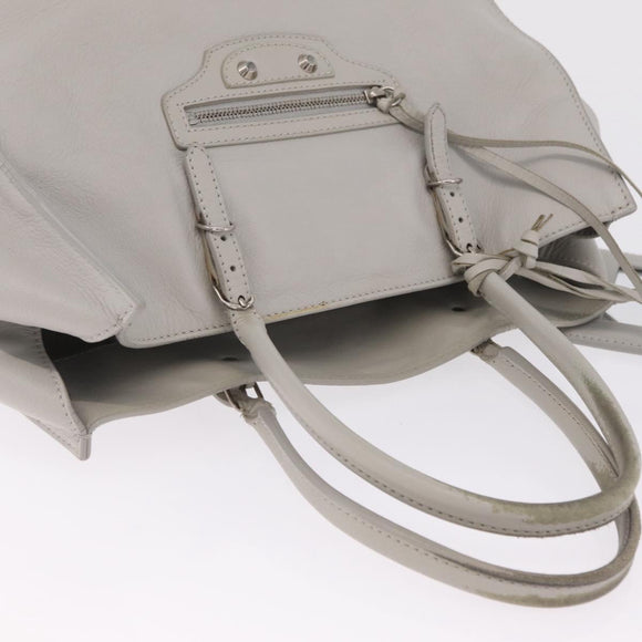 Balenciaga The Paper A5 Tote Bag Leather Gray Silver 255412 Auth 216142