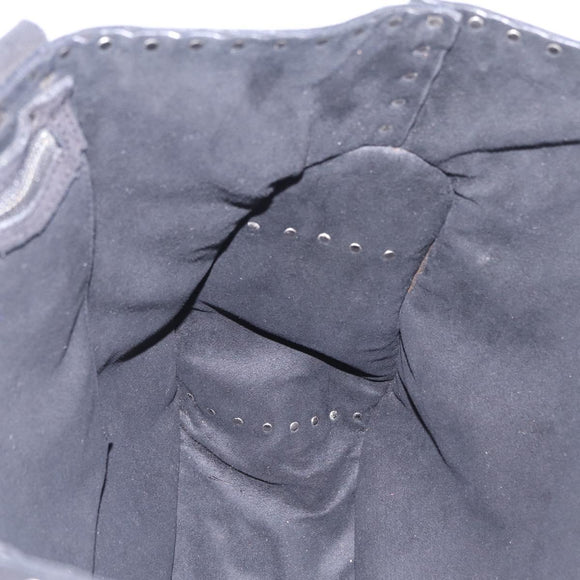 CELINE Boogie Bag Tote Bag Suede Black Silver Auth 216143A