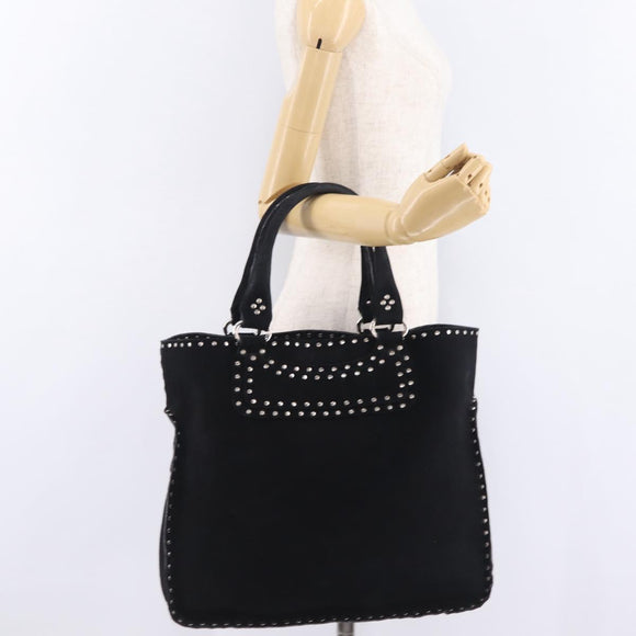 CELINE Boogie Bag Tote Bag Suede Black Silver Auth 216143A