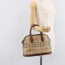 Burberrys Nova Check Hand Bag PVC Beige Gold Auth 216144-24