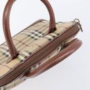 Burberrys Nova Check Hand Bag PVC Beige Gold Auth 216144-6