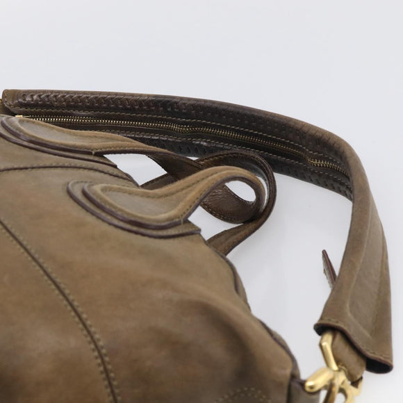 GIVENCHY Nightingale Hand Bag Leather 2way Brown Gold Auth 216153