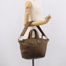 GIVENCHY Nightingale Hand Bag Leather 2way Brown Gold Auth 216153-21