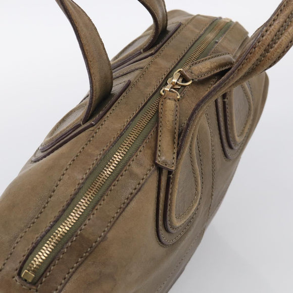 GIVENCHY Nightingale Hand Bag Leather 2way Brown Gold Auth 216153