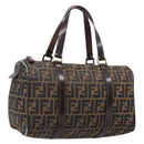 FENDI Zucca Canvas Hand Bag Brown Black Auth 216161-1