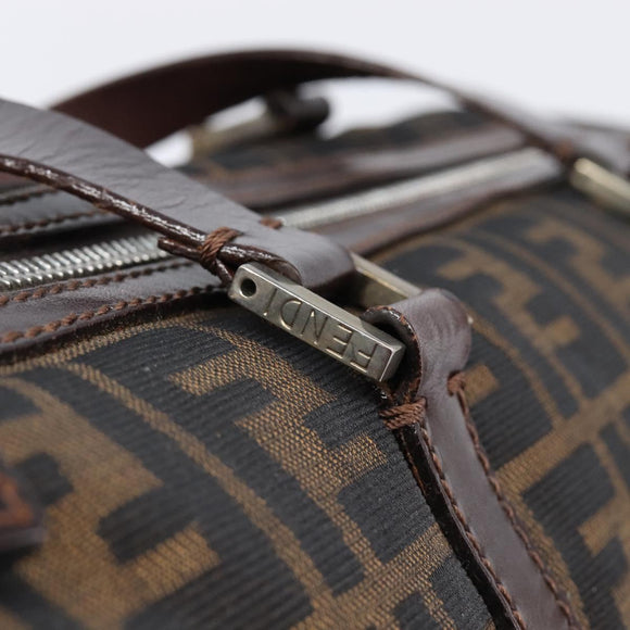 FENDI Zucca Canvas Hand Bag Brown Black Auth 216161