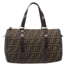 FENDI Zucca Canvas Hand Bag Brown Black Auth 216161-2