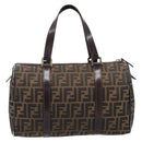 FENDI Zucca Canvas Hand Bag Brown Black Auth 216161-3