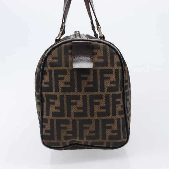 FENDI Zucca Canvas Hand Bag Brown Black Auth 216161