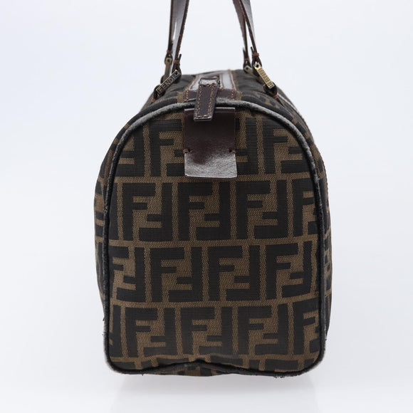 FENDI Zucca Canvas Hand Bag Brown Black Auth 216161