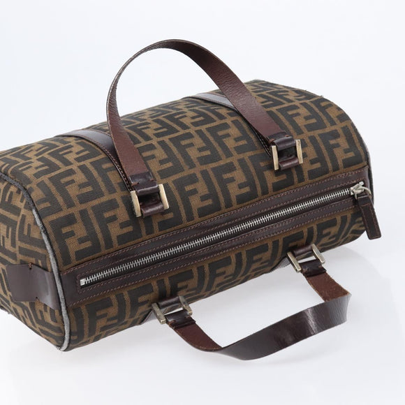 FENDI Zucca Canvas Hand Bag Brown Black Auth 216161