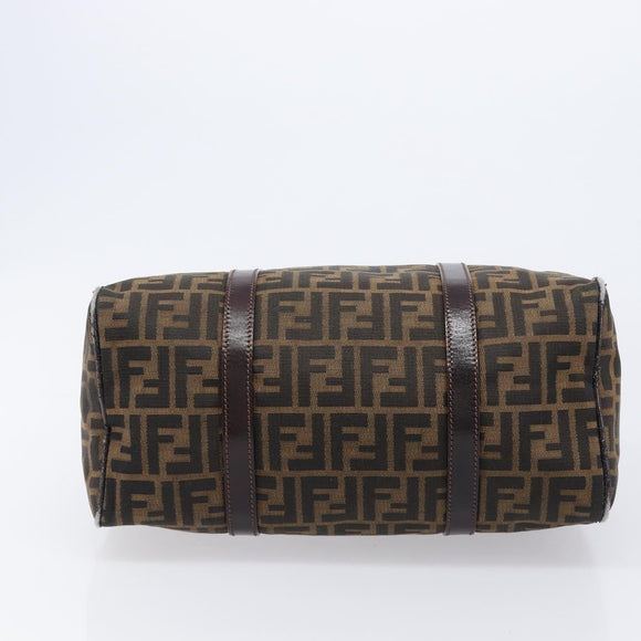 FENDI Zucca Canvas Hand Bag Brown Black Auth 216161