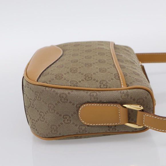 GUCCI GG Supreme Shoulder Bag Beige Gold Auth 216162