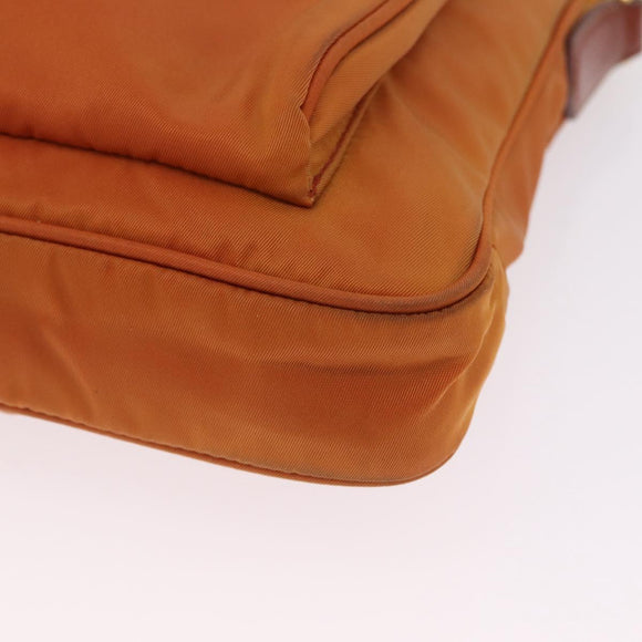 PRADA Shoulder Bag Nylon Orange Gold Auth 216164