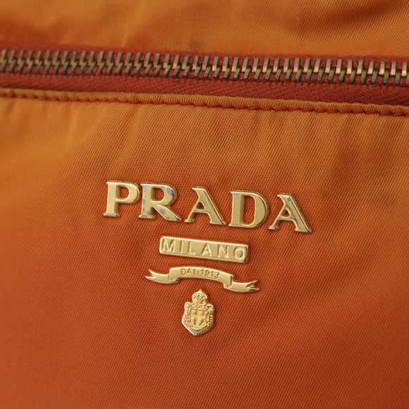 PRADA Shoulder Bag Nylon Orange Gold Auth 216164