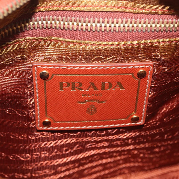 PRADA Shoulder Bag Nylon Orange Gold Auth 216164