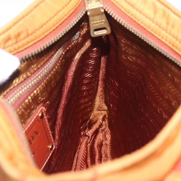 PRADA Shoulder Bag Nylon Orange Gold Auth 216164