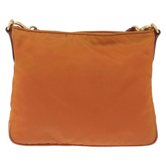 PRADA Shoulder Bag Nylon Orange Gold Auth 216164