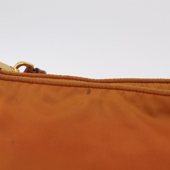 PRADA Shoulder Bag Nylon Orange Gold Auth 216164