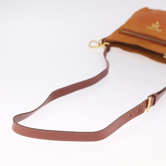 PRADA Shoulder Bag Nylon Orange Gold Auth 216164
