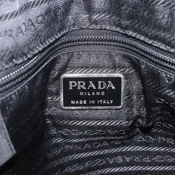 PRADA Hand Bag Nylon Black Silver Auth 216172