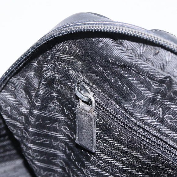 PRADA Hand Bag Nylon Black Silver Auth 216172