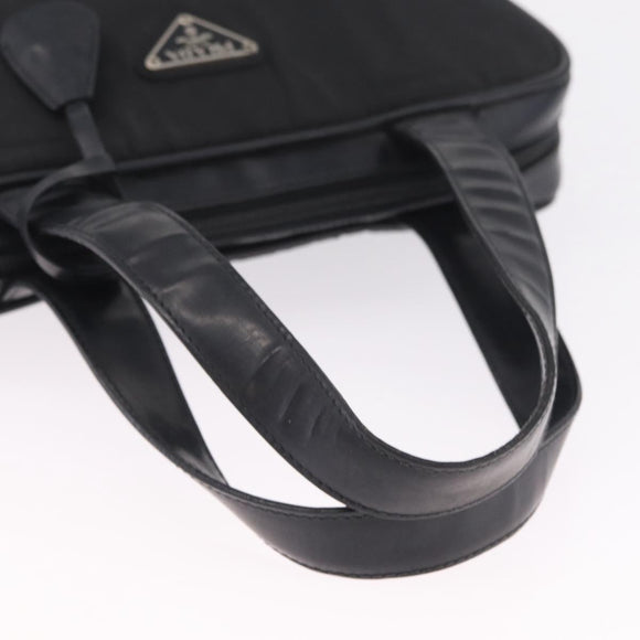 PRADA Hand Bag Nylon Black Silver Auth 216172