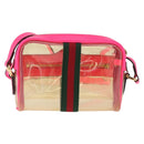GUCCI Web Sherry Line Shoulder Bag Vinyl Clear Gold 517350 Auth 216173-3