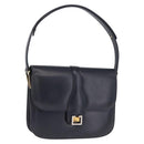 CELINE Shoulder Bag Leather Navy Gold Auth 216179-1
