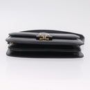 CELINE Shoulder Bag Leather Navy Gold Auth 216179-10