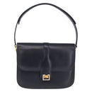 CELINE Shoulder Bag Leather Navy Gold Auth 216179-2