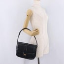 CELINE Shoulder Bag Leather Navy Gold Auth 216179-25