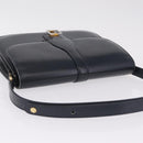 CELINE Shoulder Bag Leather Navy Gold Auth 216179-7