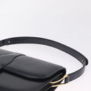 CELINE Shoulder Bag Leather Navy Gold Auth 216179-9