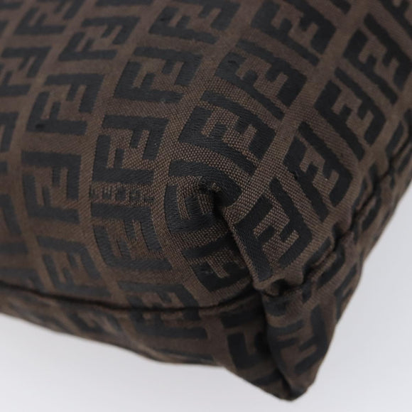 FENDI Zucchino Canvas Tote Bag Brown Black Auth 216183A