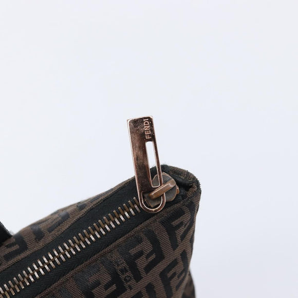 FENDI Zucchino Canvas Tote Bag Brown Black Auth 216183A