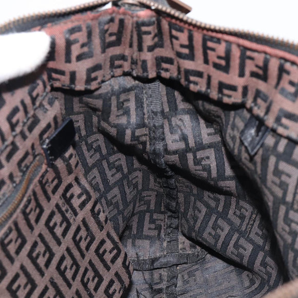 FENDI Zucchino Canvas Tote Bag Brown Black Auth 216183A