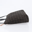 FENDI Zucchino Canvas Tote Bag Brown Black Auth 216183A-6