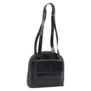 GUCCI Bamboo Tote Bag Patent leather Black Gold 001 3444 1650 Auth 216250-1